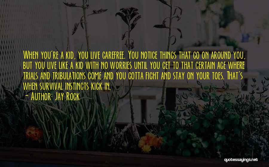 Jay Rock Quotes: When You're A Kid, You Live Carefree. You Notice Things That Go On Around You, But You Live Like A