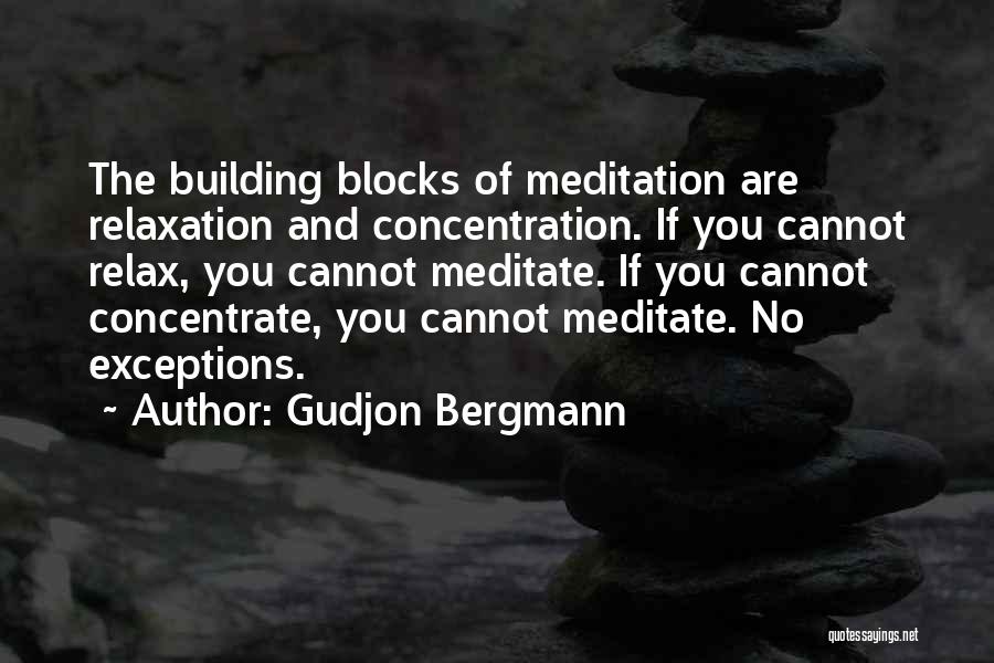 Gudjon Bergmann Quotes: The Building Blocks Of Meditation Are Relaxation And Concentration. If You Cannot Relax, You Cannot Meditate. If You Cannot Concentrate,