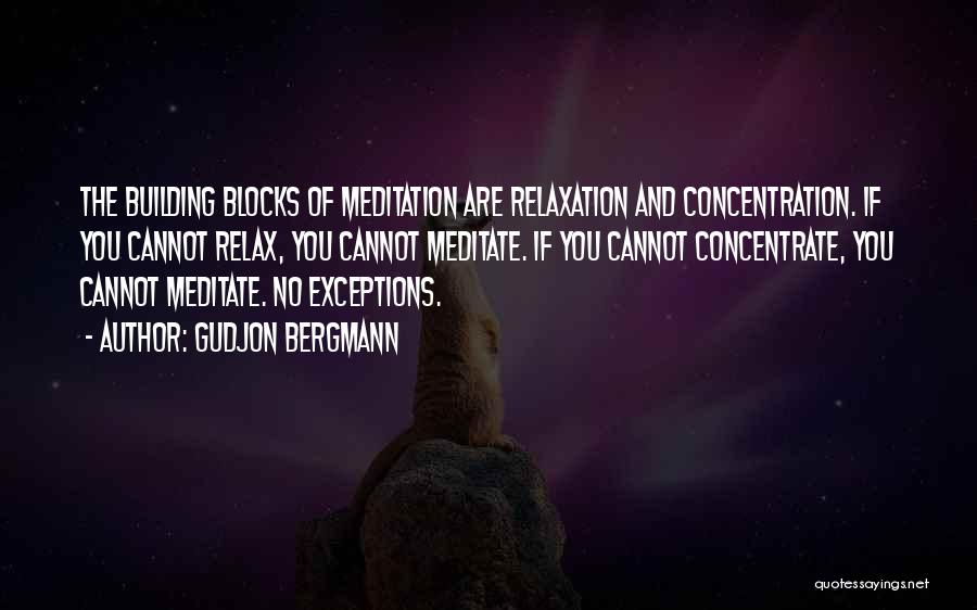 Gudjon Bergmann Quotes: The Building Blocks Of Meditation Are Relaxation And Concentration. If You Cannot Relax, You Cannot Meditate. If You Cannot Concentrate,
