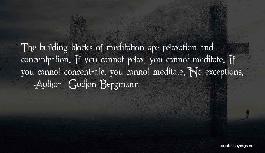 Gudjon Bergmann Quotes: The Building Blocks Of Meditation Are Relaxation And Concentration. If You Cannot Relax, You Cannot Meditate. If You Cannot Concentrate,