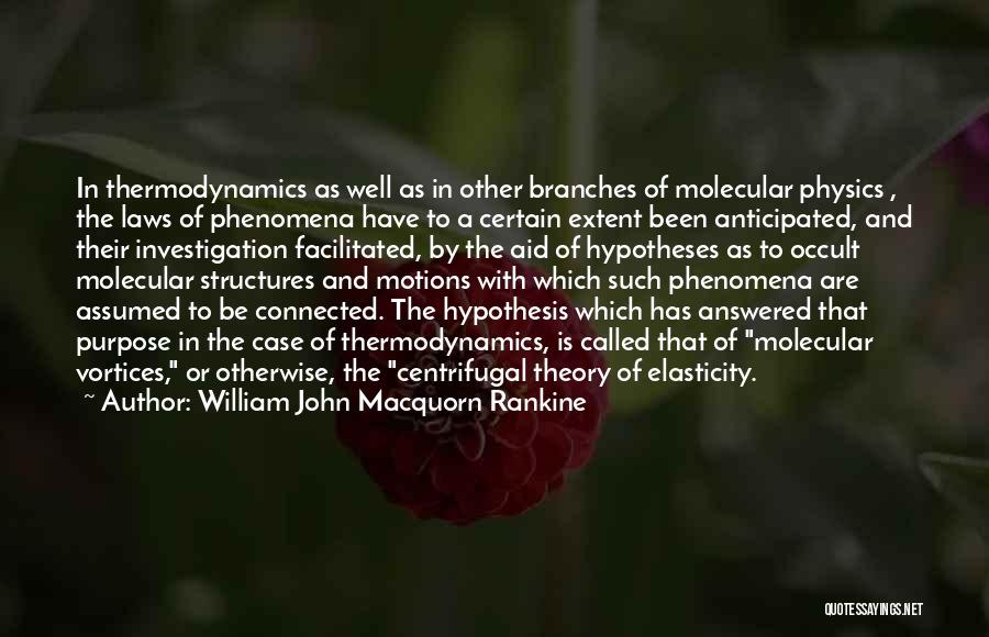 William John Macquorn Rankine Quotes: In Thermodynamics As Well As In Other Branches Of Molecular Physics , The Laws Of Phenomena Have To A Certain