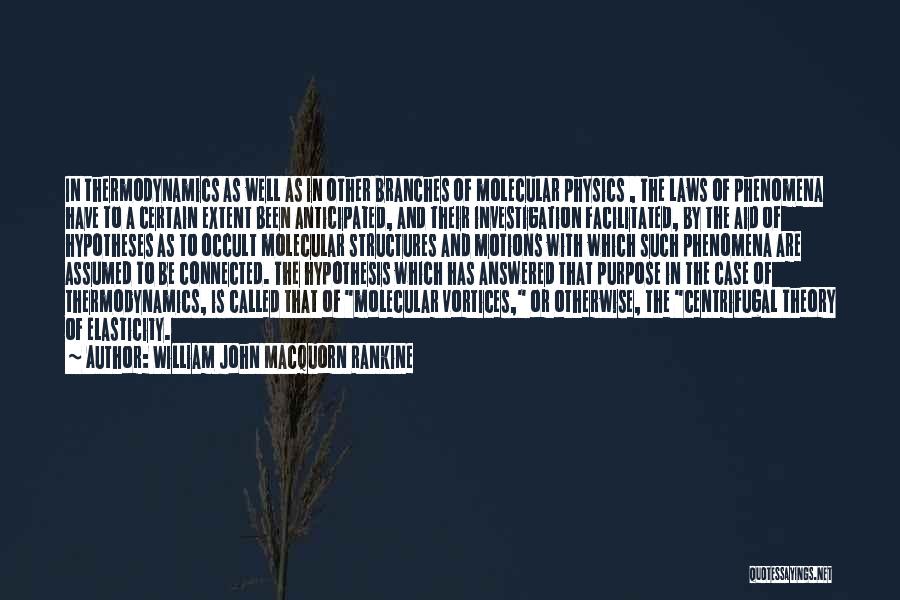 William John Macquorn Rankine Quotes: In Thermodynamics As Well As In Other Branches Of Molecular Physics , The Laws Of Phenomena Have To A Certain