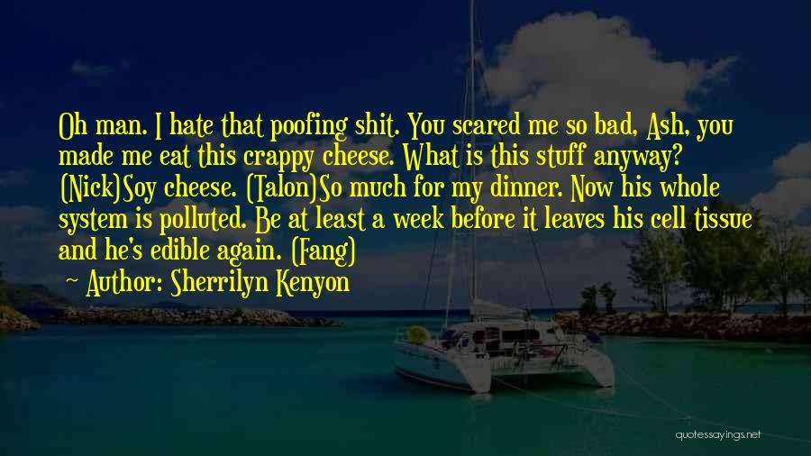 Sherrilyn Kenyon Quotes: Oh Man. I Hate That Poofing Shit. You Scared Me So Bad, Ash, You Made Me Eat This Crappy Cheese.