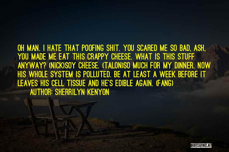 Sherrilyn Kenyon Quotes: Oh Man. I Hate That Poofing Shit. You Scared Me So Bad, Ash, You Made Me Eat This Crappy Cheese.