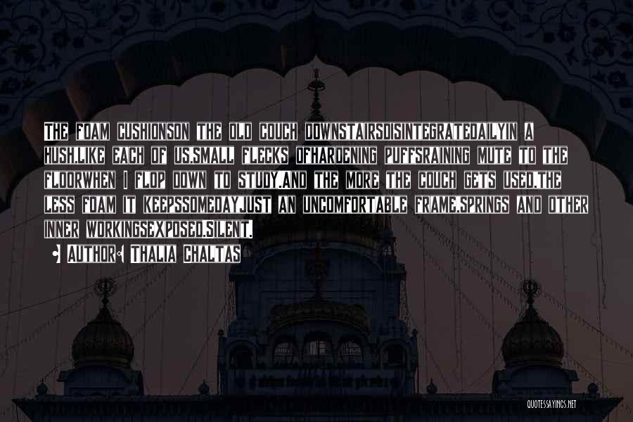 Thalia Chaltas Quotes: The Foam Cushionson The Old Couch Downstairsdisintegratedailyin A Hush,like Each Of Us,small Flecks Ofhardening Puffsraining Mute To The Floorwhen I