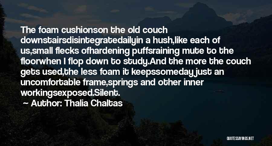 Thalia Chaltas Quotes: The Foam Cushionson The Old Couch Downstairsdisintegratedailyin A Hush,like Each Of Us,small Flecks Ofhardening Puffsraining Mute To The Floorwhen I
