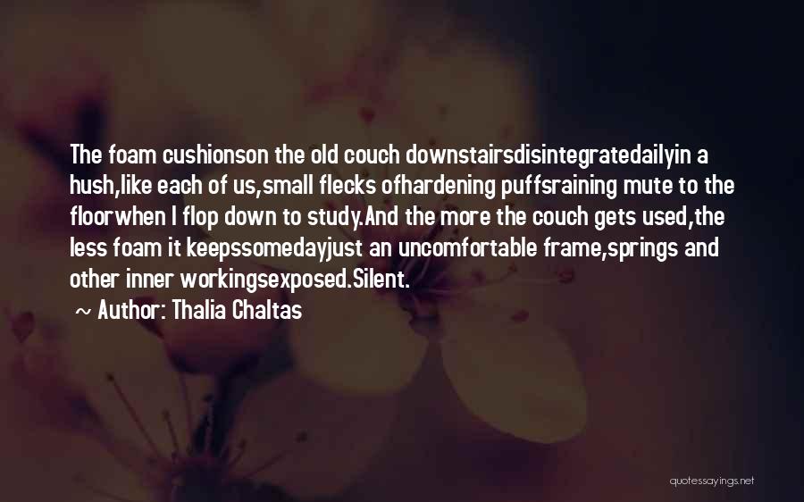 Thalia Chaltas Quotes: The Foam Cushionson The Old Couch Downstairsdisintegratedailyin A Hush,like Each Of Us,small Flecks Ofhardening Puffsraining Mute To The Floorwhen I