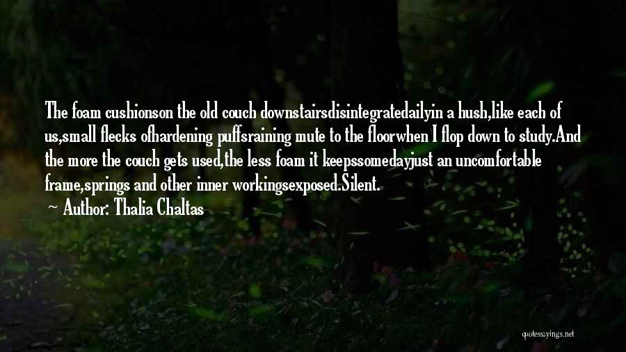 Thalia Chaltas Quotes: The Foam Cushionson The Old Couch Downstairsdisintegratedailyin A Hush,like Each Of Us,small Flecks Ofhardening Puffsraining Mute To The Floorwhen I