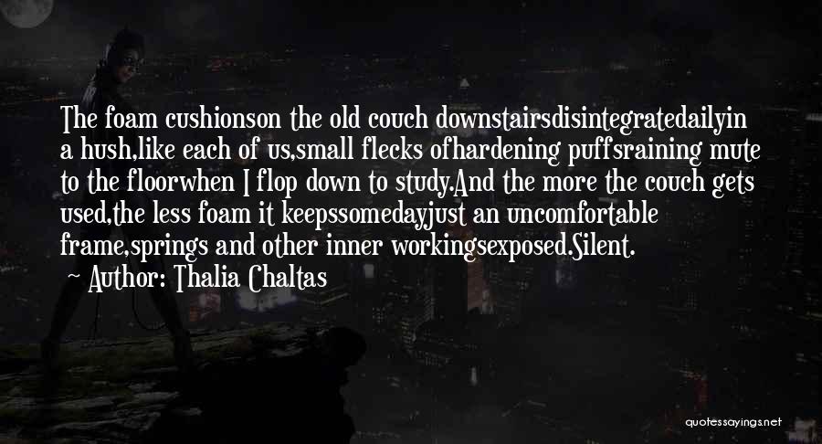 Thalia Chaltas Quotes: The Foam Cushionson The Old Couch Downstairsdisintegratedailyin A Hush,like Each Of Us,small Flecks Ofhardening Puffsraining Mute To The Floorwhen I