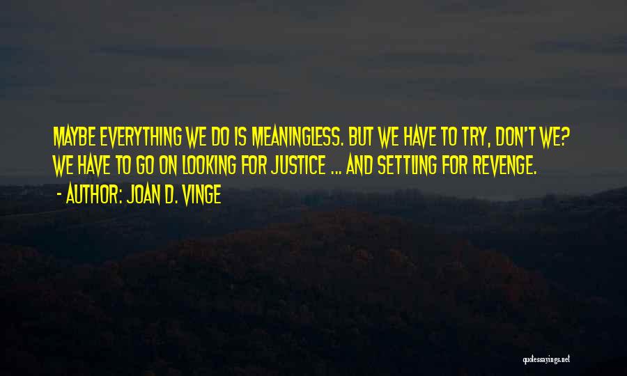 Joan D. Vinge Quotes: Maybe Everything We Do Is Meaningless. But We Have To Try, Don't We? We Have To Go On Looking For