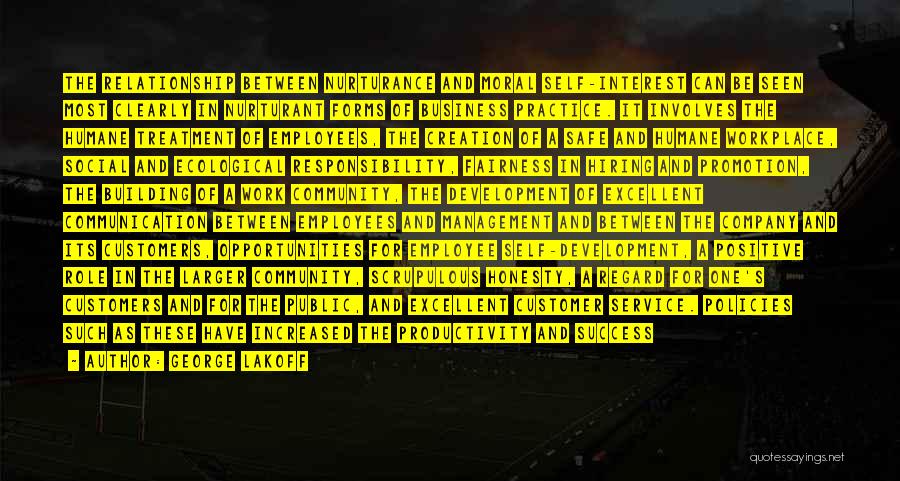 George Lakoff Quotes: The Relationship Between Nurturance And Moral Self-interest Can Be Seen Most Clearly In Nurturant Forms Of Business Practice. It Involves