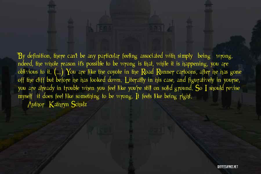 Kathryn Schulz Quotes: By Definition, There Can't Be Any Particular Feeling Associated With Simply *being* Wrong. Ndeed, The Whole Reason It's Possible To
