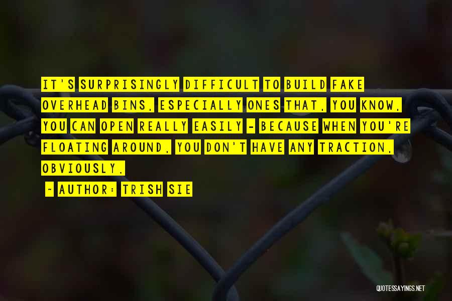 Trish Sie Quotes: It's Surprisingly Difficult To Build Fake Overhead Bins, Especially Ones That, You Know, You Can Open Really Easily - Because