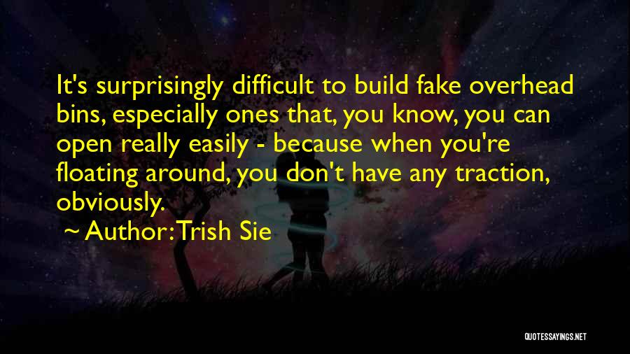 Trish Sie Quotes: It's Surprisingly Difficult To Build Fake Overhead Bins, Especially Ones That, You Know, You Can Open Really Easily - Because