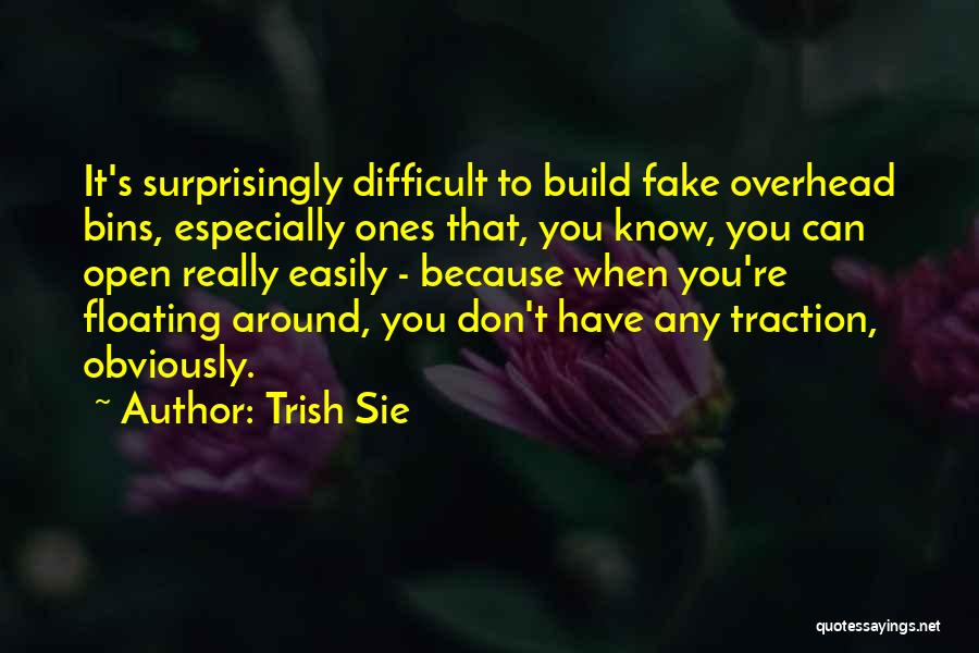 Trish Sie Quotes: It's Surprisingly Difficult To Build Fake Overhead Bins, Especially Ones That, You Know, You Can Open Really Easily - Because