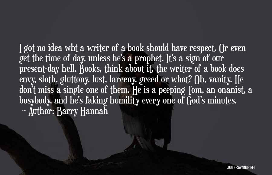 Barry Hannah Quotes: I Got No Idea Wht A Writer Of A Book Should Have Respect. Or Even Get The Time Of Day,