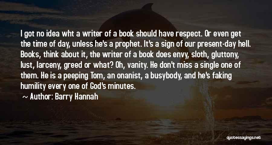 Barry Hannah Quotes: I Got No Idea Wht A Writer Of A Book Should Have Respect. Or Even Get The Time Of Day,