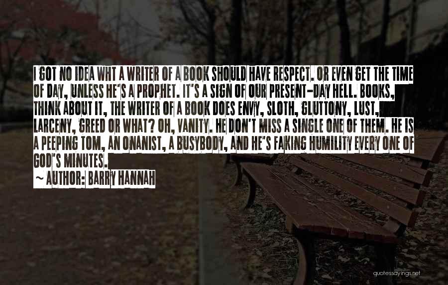Barry Hannah Quotes: I Got No Idea Wht A Writer Of A Book Should Have Respect. Or Even Get The Time Of Day,
