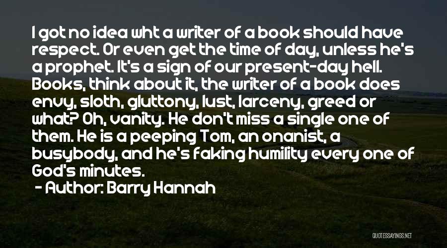 Barry Hannah Quotes: I Got No Idea Wht A Writer Of A Book Should Have Respect. Or Even Get The Time Of Day,