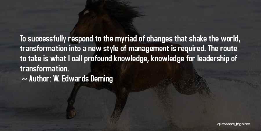 W. Edwards Deming Quotes: To Successfully Respond To The Myriad Of Changes That Shake The World, Transformation Into A New Style Of Management Is