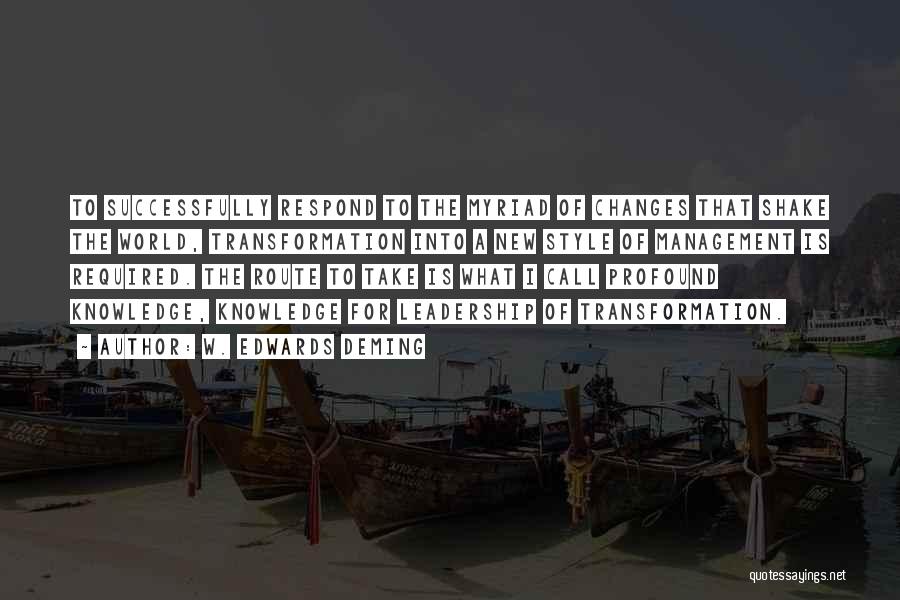 W. Edwards Deming Quotes: To Successfully Respond To The Myriad Of Changes That Shake The World, Transformation Into A New Style Of Management Is
