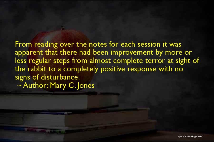 Mary C. Jones Quotes: From Reading Over The Notes For Each Session It Was Apparent That There Had Been Improvement By More Or Less