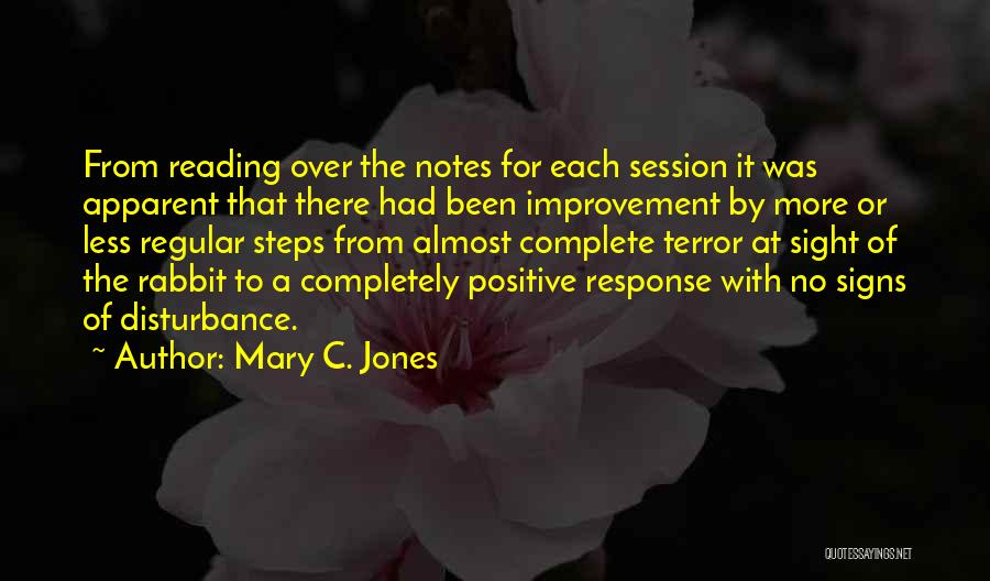 Mary C. Jones Quotes: From Reading Over The Notes For Each Session It Was Apparent That There Had Been Improvement By More Or Less