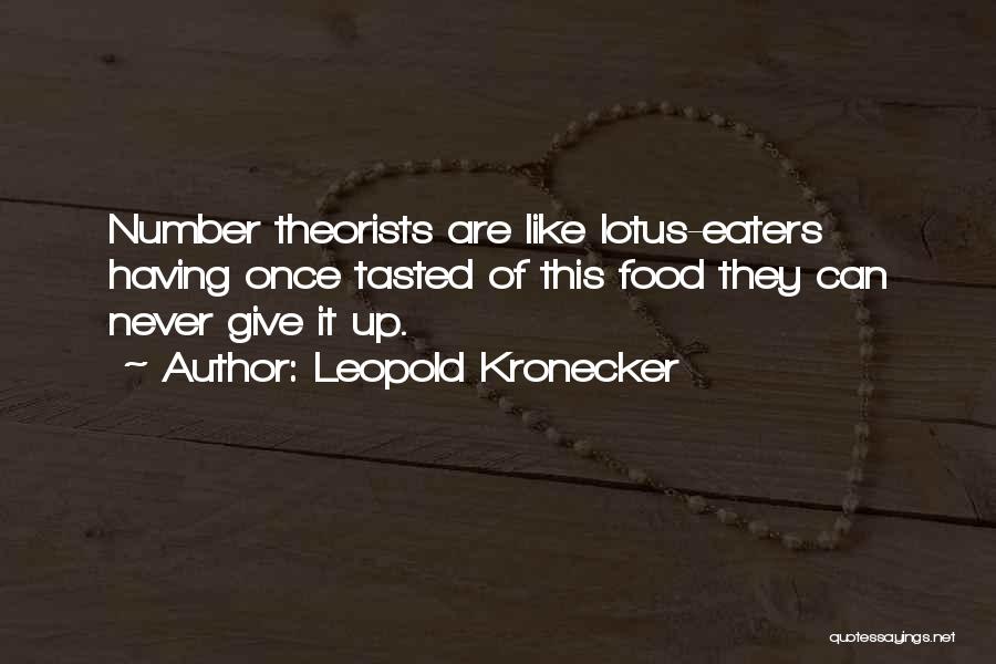 Leopold Kronecker Quotes: Number Theorists Are Like Lotus-eaters Having Once Tasted Of This Food They Can Never Give It Up.