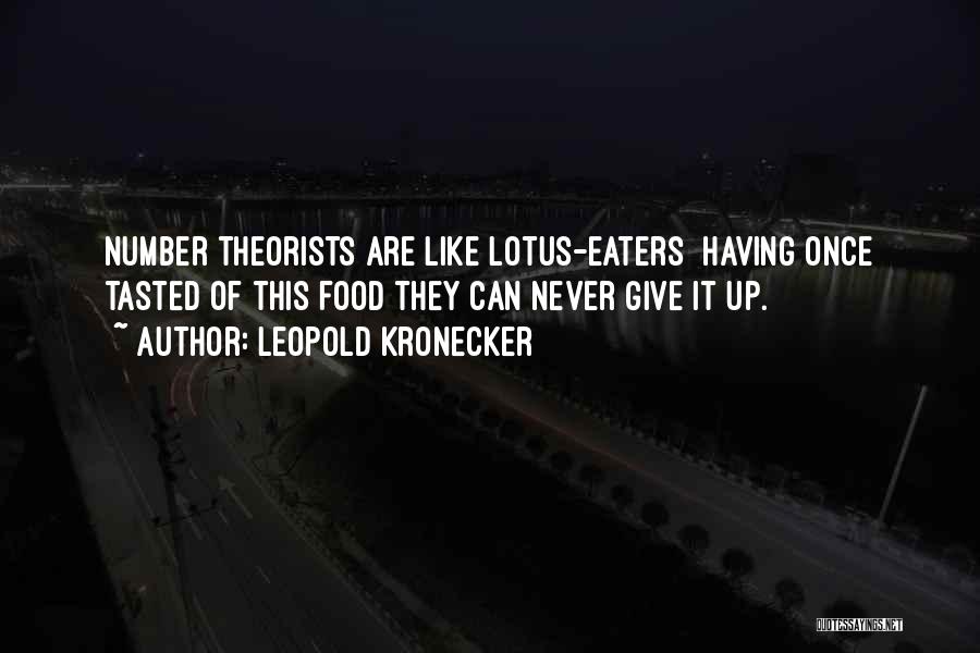 Leopold Kronecker Quotes: Number Theorists Are Like Lotus-eaters Having Once Tasted Of This Food They Can Never Give It Up.