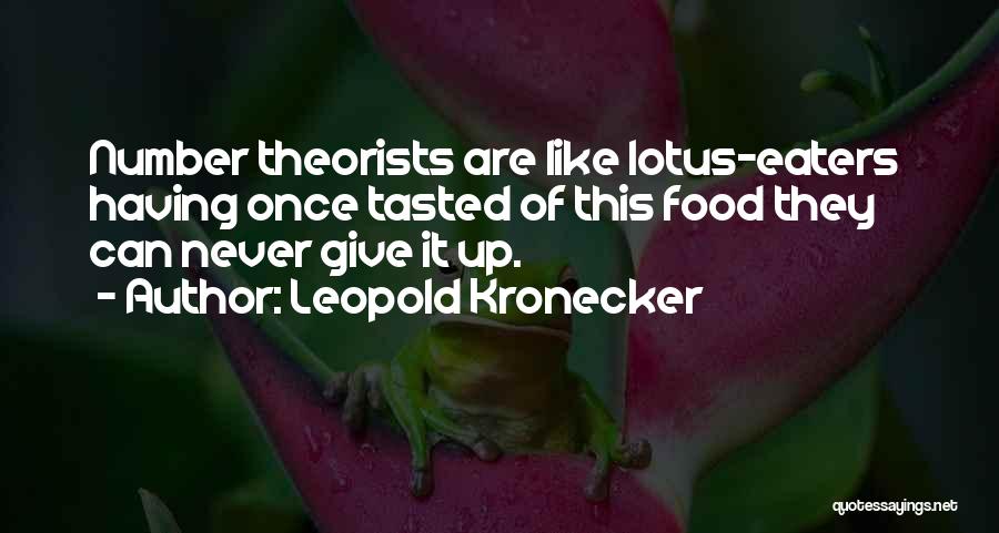 Leopold Kronecker Quotes: Number Theorists Are Like Lotus-eaters Having Once Tasted Of This Food They Can Never Give It Up.