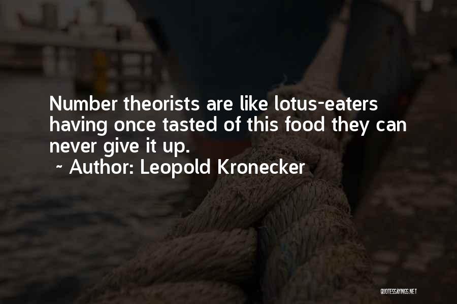 Leopold Kronecker Quotes: Number Theorists Are Like Lotus-eaters Having Once Tasted Of This Food They Can Never Give It Up.