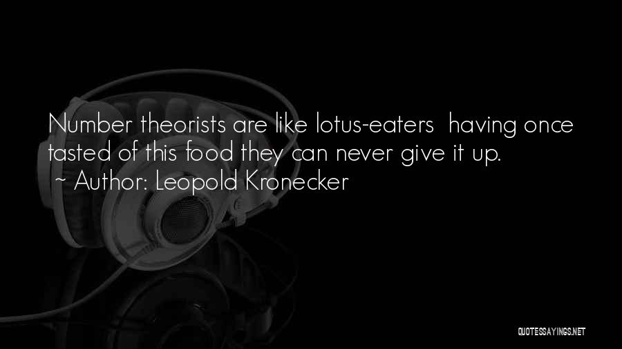 Leopold Kronecker Quotes: Number Theorists Are Like Lotus-eaters Having Once Tasted Of This Food They Can Never Give It Up.