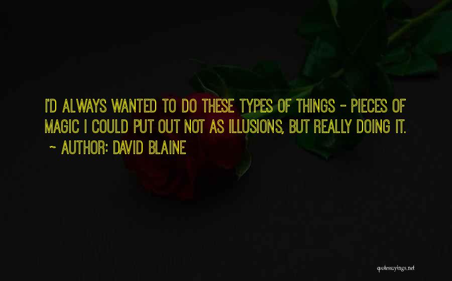 David Blaine Quotes: I'd Always Wanted To Do These Types Of Things - Pieces Of Magic I Could Put Out Not As Illusions,