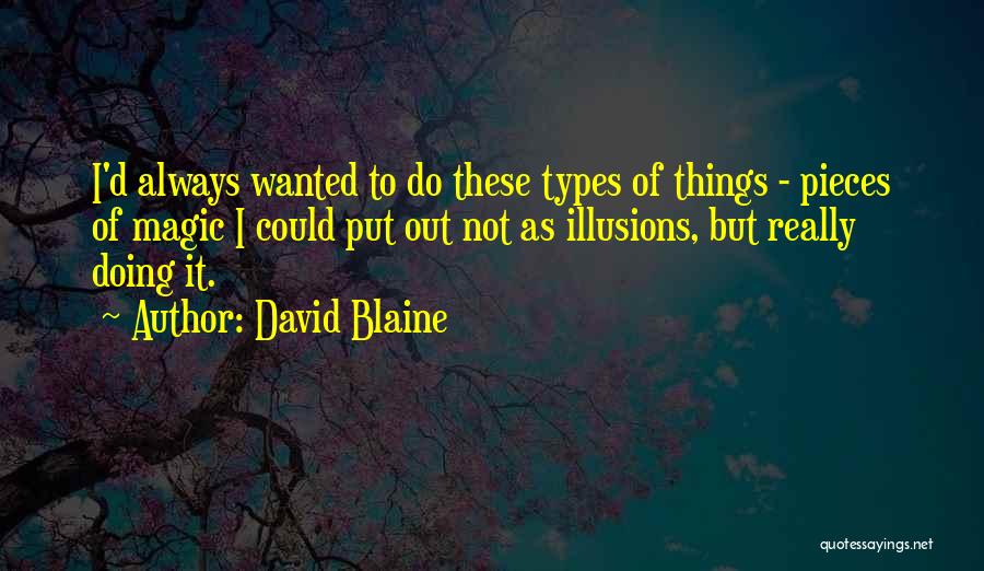 David Blaine Quotes: I'd Always Wanted To Do These Types Of Things - Pieces Of Magic I Could Put Out Not As Illusions,