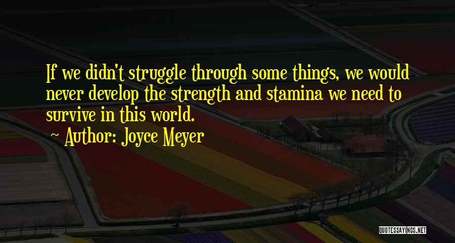 Joyce Meyer Quotes: If We Didn't Struggle Through Some Things, We Would Never Develop The Strength And Stamina We Need To Survive In
