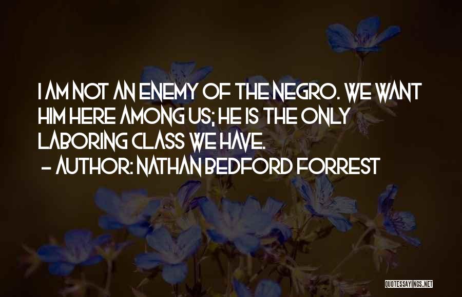 Nathan Bedford Forrest Quotes: I Am Not An Enemy Of The Negro. We Want Him Here Among Us; He Is The Only Laboring Class