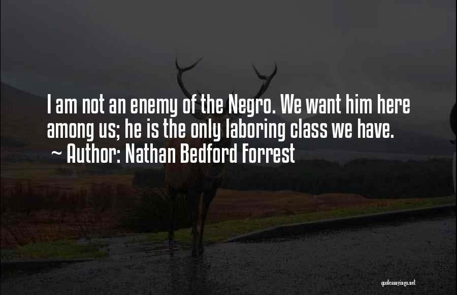 Nathan Bedford Forrest Quotes: I Am Not An Enemy Of The Negro. We Want Him Here Among Us; He Is The Only Laboring Class