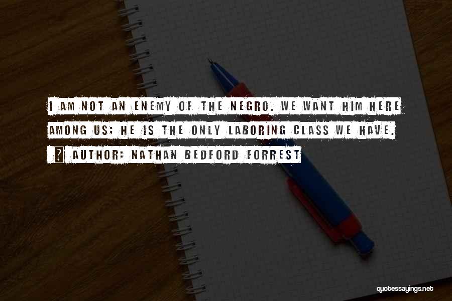 Nathan Bedford Forrest Quotes: I Am Not An Enemy Of The Negro. We Want Him Here Among Us; He Is The Only Laboring Class