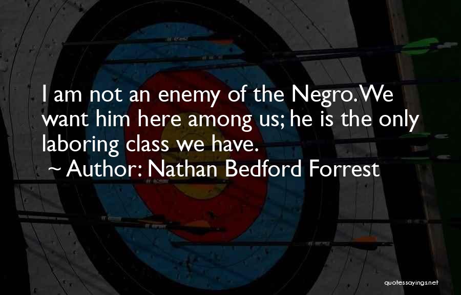 Nathan Bedford Forrest Quotes: I Am Not An Enemy Of The Negro. We Want Him Here Among Us; He Is The Only Laboring Class