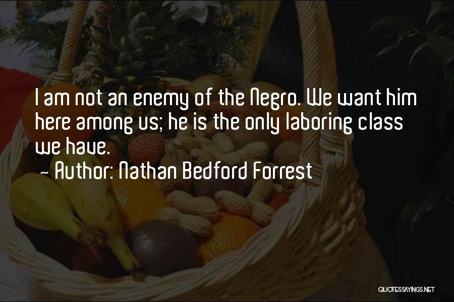 Nathan Bedford Forrest Quotes: I Am Not An Enemy Of The Negro. We Want Him Here Among Us; He Is The Only Laboring Class