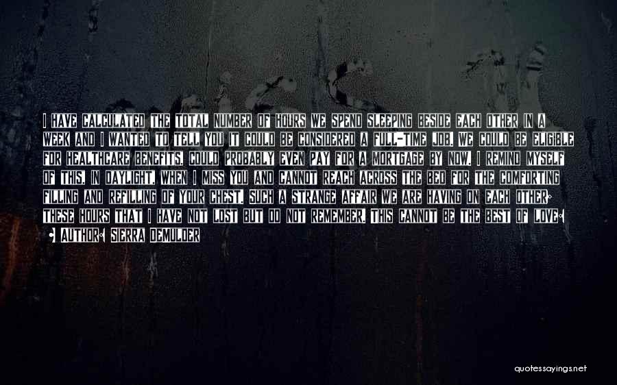 Sierra DeMulder Quotes: I Have Calculated The Total Number Of Hours We Spend Sleeping Beside Each Other In A Week And I Wanted