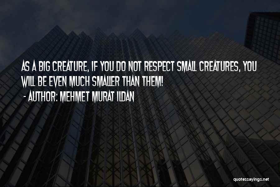 Mehmet Murat Ildan Quotes: As A Big Creature, If You Do Not Respect Small Creatures, You Will Be Even Much Smaller Than Them!