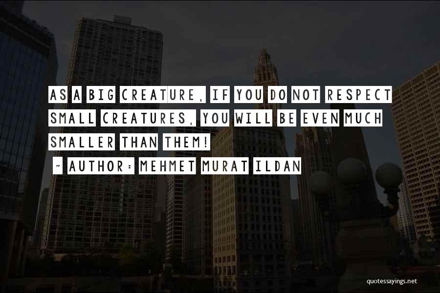 Mehmet Murat Ildan Quotes: As A Big Creature, If You Do Not Respect Small Creatures, You Will Be Even Much Smaller Than Them!