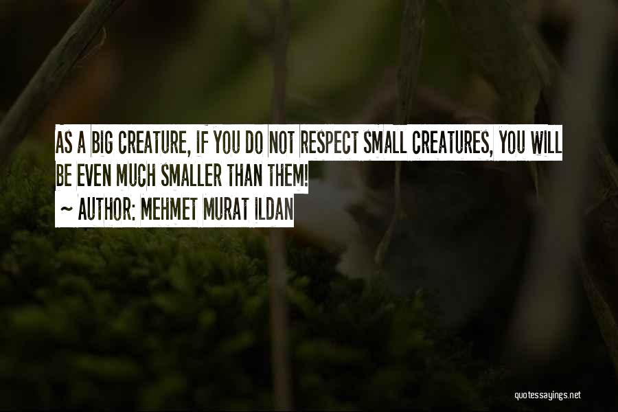 Mehmet Murat Ildan Quotes: As A Big Creature, If You Do Not Respect Small Creatures, You Will Be Even Much Smaller Than Them!