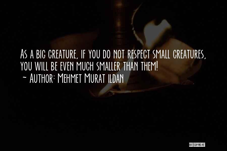 Mehmet Murat Ildan Quotes: As A Big Creature, If You Do Not Respect Small Creatures, You Will Be Even Much Smaller Than Them!