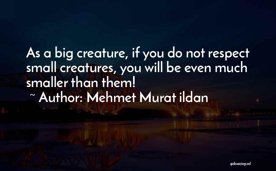 Mehmet Murat Ildan Quotes: As A Big Creature, If You Do Not Respect Small Creatures, You Will Be Even Much Smaller Than Them!