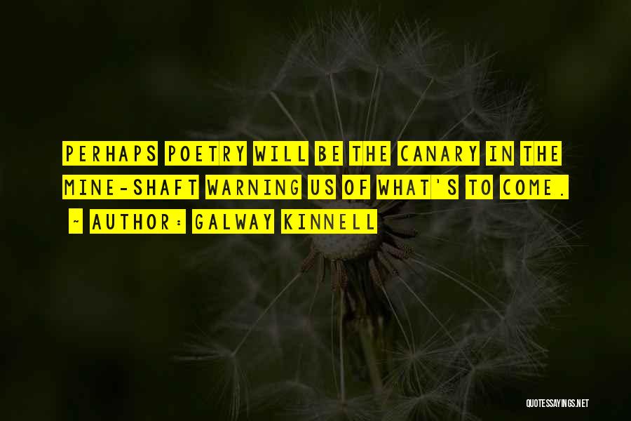 Galway Kinnell Quotes: Perhaps Poetry Will Be The Canary In The Mine-shaft Warning Us Of What's To Come.