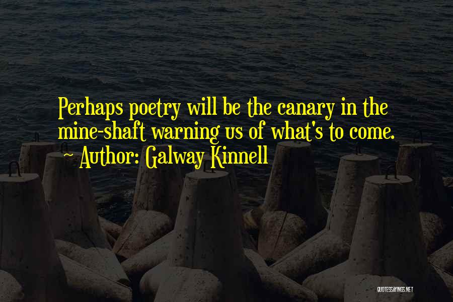 Galway Kinnell Quotes: Perhaps Poetry Will Be The Canary In The Mine-shaft Warning Us Of What's To Come.