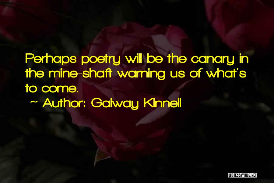 Galway Kinnell Quotes: Perhaps Poetry Will Be The Canary In The Mine-shaft Warning Us Of What's To Come.