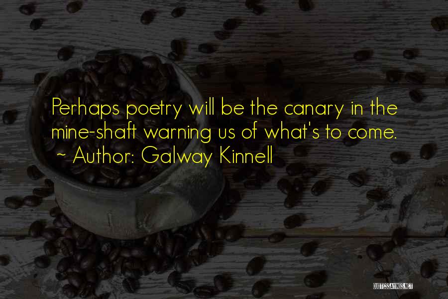 Galway Kinnell Quotes: Perhaps Poetry Will Be The Canary In The Mine-shaft Warning Us Of What's To Come.